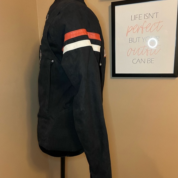 Like New, Women’s Harley Davidson, size small, black and orange riding jacket. - Picture 8 of 15